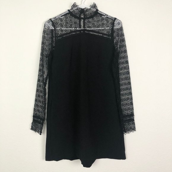 Storia High Neck Laced Black Dress - Picture 3 of 8